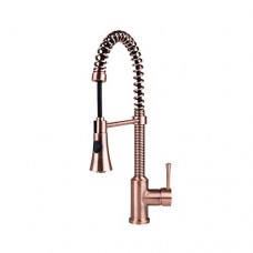 Fontaine by Italia N96566C-AC Residential Spring Coil Kitchen Sink Pull Out Faucet Water Tap with Cone Spray Head in Antique Copper - B07GT6SWBQ